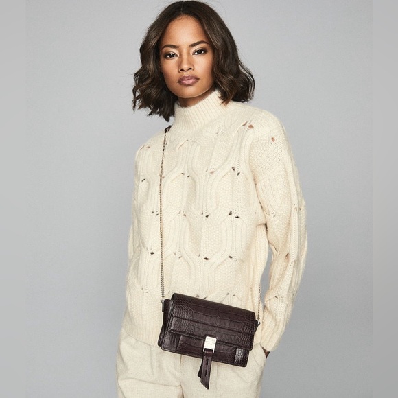 Reiss Sweaters - Reiss Cream Textured Turtleneck Sweater